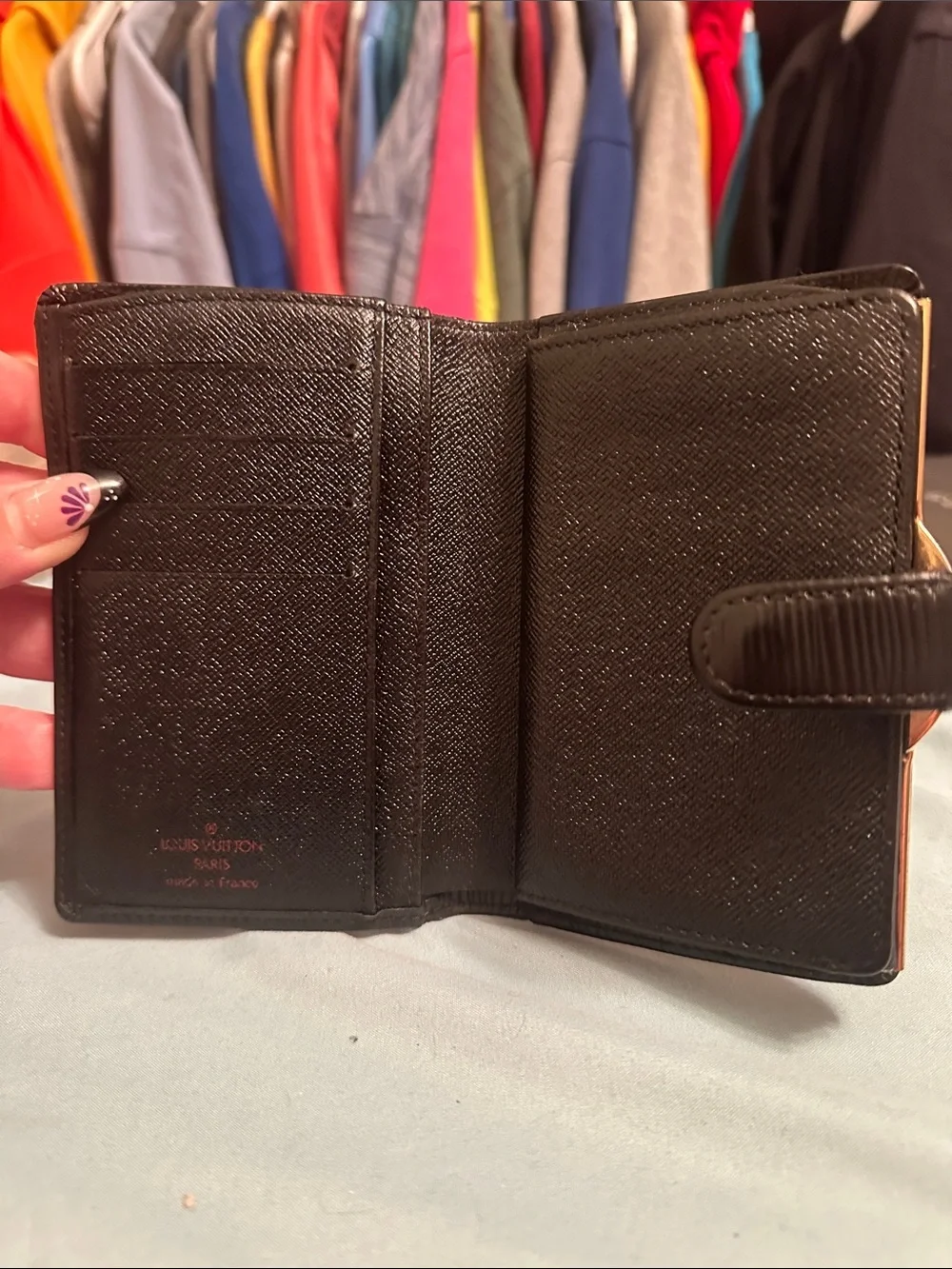 Louis Vuitton Black Textured Leather Card Holder with Red Logo